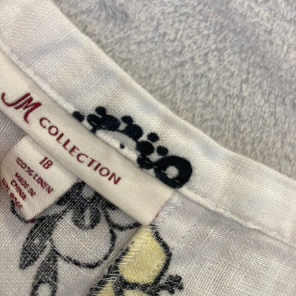 JM Collection 100%‎ Linen Midi Skirt Size 18 White Floral A-Line Western Summer - Picture 3 of 8